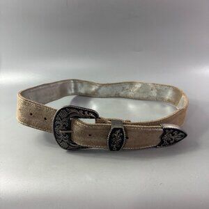 Free People  western Suede Belt - Silver Brown, Size S-M